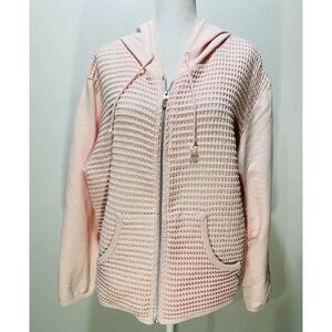 Republic blues hooded sweatshirt vintage waffle knit cotton Canada pink women L